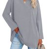 Ladies T-shirt New Multi-color Loose Drop Shoulder Sleeve V-neck Solid Color Women's Tops