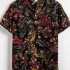 Summer New Men's Large Size Floral Pattern Slim Stand-up Collar Printed Short-sleeved Loose Fashion Shirt